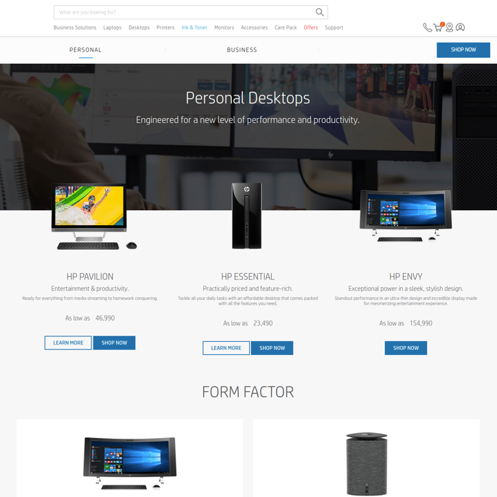 Magento eCommerce desktop storefront user interface