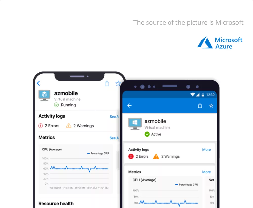 Azure mobile interface screenshot