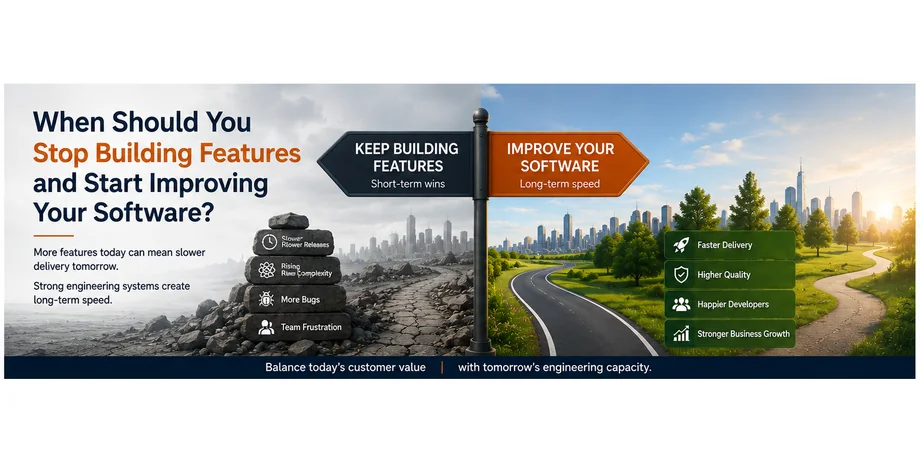 Feature delivery compared with improving software to protect long-term engineering capacity.
